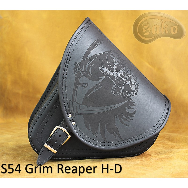 LEATHER SADDLEBAG S54 GRIM REAPER H-D SOFTAIL