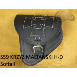 LEATHER SADDLEBAG S59 MALTESE CROSS H-D SOFTAIL