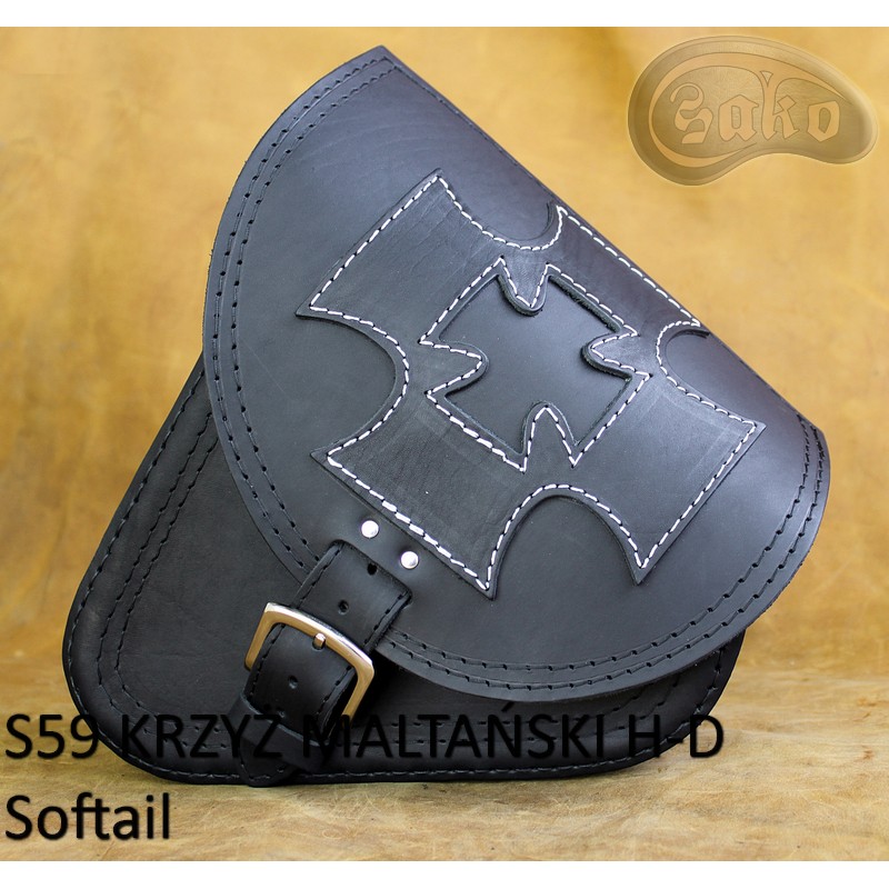 LEATHER SADDLEBAG S59 MALTESE CROSS H-D SOFTAIL