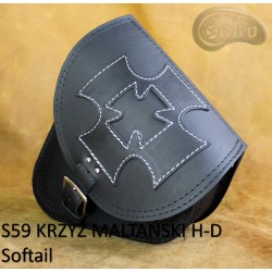 LEATHER SADDLEBAG S59 MALTESE CROSS H-D SOFTAIL