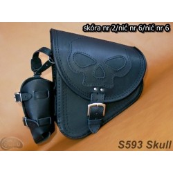 LEATHER SADDLEBAG S593 SKULL H-D SOFTAIL